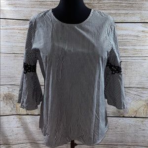 Women’s Passport Black and White Stripe Blouse